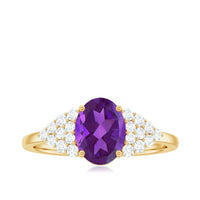 1 Carat Oval Amethyst Engagement Ring with Diamond