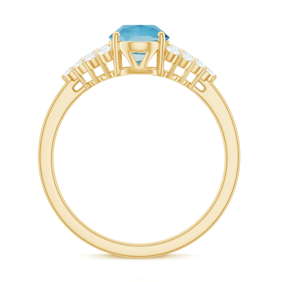 Rosec Jewels solitaire 1 carat aquamarine oval engagement ring with diamond cluster and elegant band, showcasing fine jewelry craftsmanship.