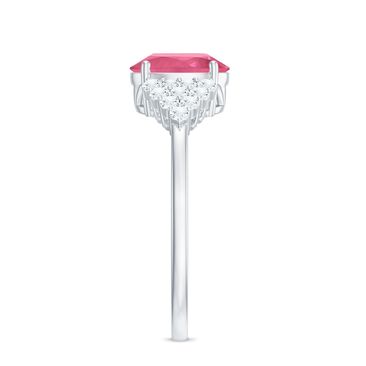 Classic Pink Tourmaline Solitaire Ring with Diamond
