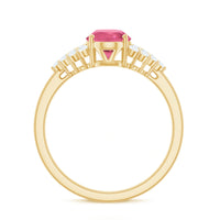 Classic Pink Tourmaline Solitaire Ring with Diamond