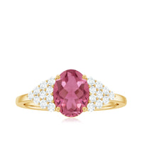 Classic Pink Tourmaline Solitaire Ring with Diamond