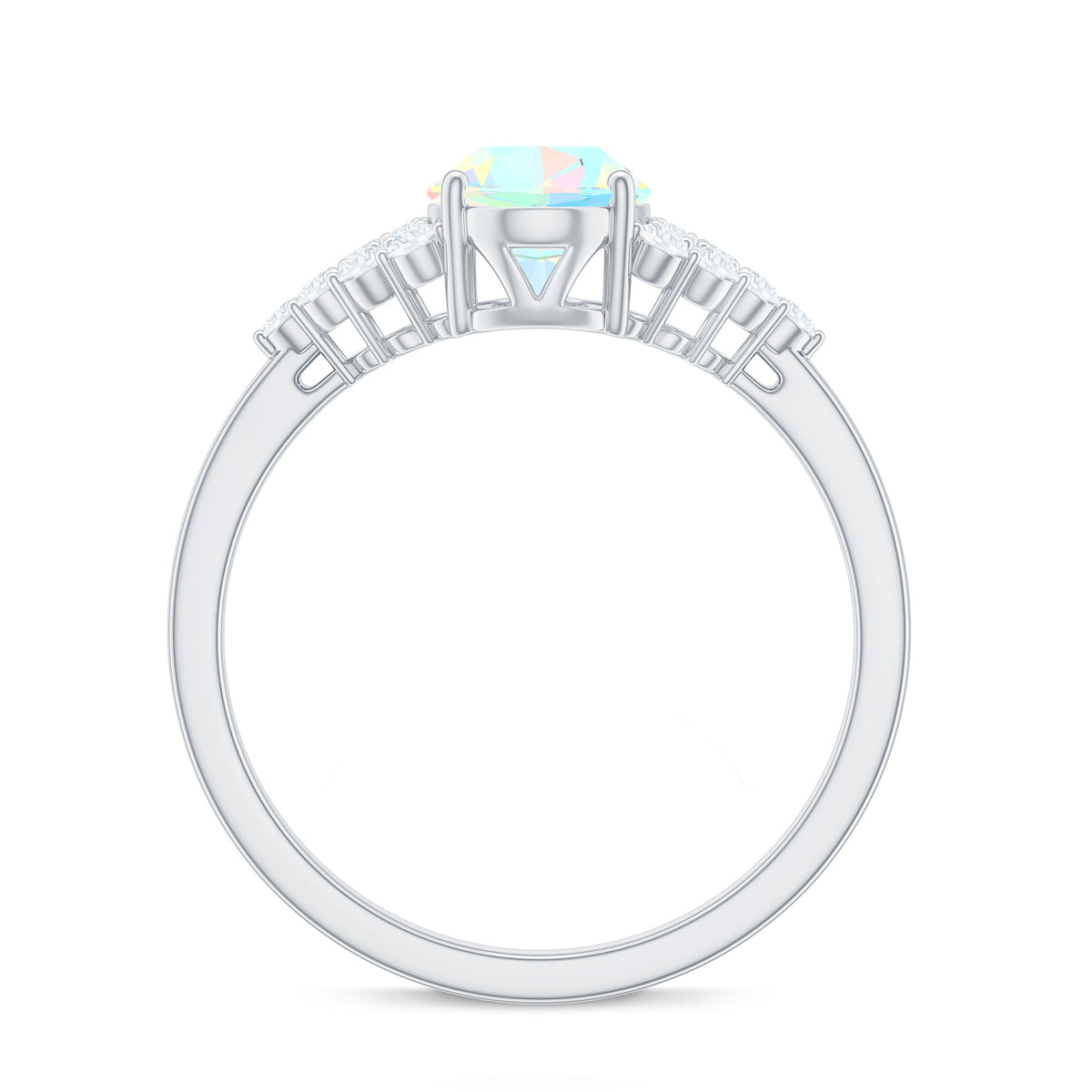 Certified 6X8mm Ethiopian Opal Oval Engagement Ring with Diamond