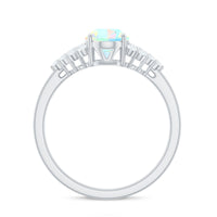 Certified 6X8mm Ethiopian Opal Oval Engagement Ring with Diamond