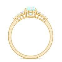 Certified 6X8mm Ethiopian Opal Oval Engagement Ring with Diamond