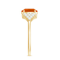 Solitaire Fire Opal Oval Engagement Ring with Diamond