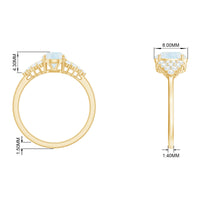 Oval cut moonstone solitaire ring with diamond accent by Rosec Jewels, showcasing the elegant gemstone and delicate band.