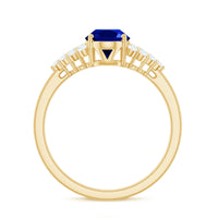 Certified 1.5 Carat Lab Grown Blue Sapphire Oval Engagement Ring with Diamond Side Stones