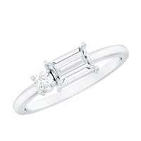 Baguette and Round Moissanite Two Stone Promise Ring