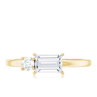 Baguette and Round Moissanite Two Stone Promise Ring