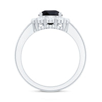 Certified Genuine 1.7 Carat Black Spinel Teardrop Engagement Ring with Diamond Halo