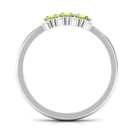 3/4 CT Oval Cut Peridot Three Stone Ring with Diamond Stones