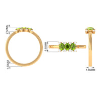 3/4 CT Oval Cut Peridot Three Stone Ring with Diamond Stones