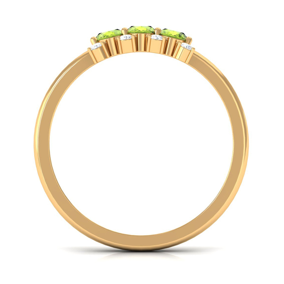 3/4 CT Oval Cut Peridot Three Stone Ring with Diamond Stones
