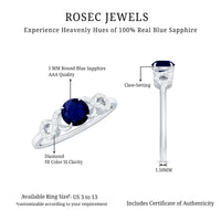 Real 0.9 carat blue sapphire infinity promise ring with diamond detail from Rosec Jewels, showcasing elegant silver band and sparkling gemstones.