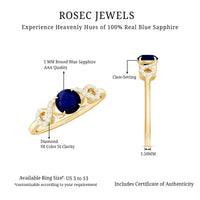 Real 0.9 carat blue sapphire infinity promise ring with diamonds from Rosec Jewels, featuring a detailed silver band.