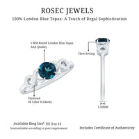 5mm Round London Blue Topaz Engagement Ring with Criss Cross Diamond