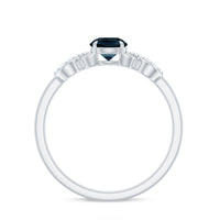 5mm Round London Blue Topaz Engagement Ring with Criss Cross Diamond
