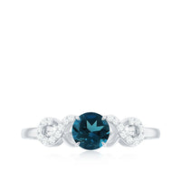 5mm Round London Blue Topaz Engagement Ring with Criss Cross Diamond