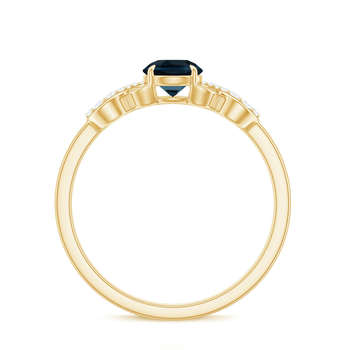 5mm Round London Blue Topaz Engagement Ring with Criss Cross Diamond