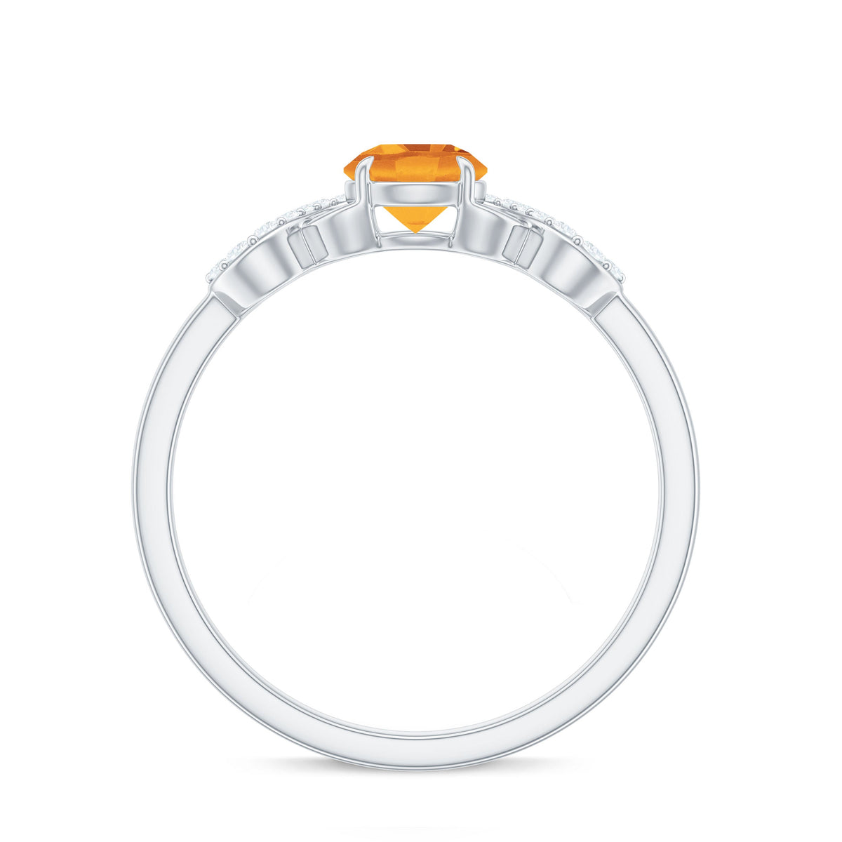 Certified Natural Citrine Infinity Promise Ring with Diamonds