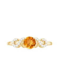 Certified Natural Citrine Infinity Promise Ring with Diamonds