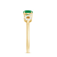 Elegant real emerald diamond engagement ring by Rosec Jewels featuring a criss-cross shank design and sparkling gemstones.