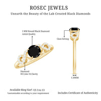 Certified 0.8 Carat Lab Grown Black and White Diamond Engagement Ring with Infinity Knot