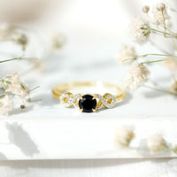 Certified 0.8 Carat Lab Grown Black and White Diamond Engagement Ring with Infinity Knot