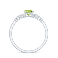 Half Carat Peridot Promise Ring with Diamond Infinity Knot