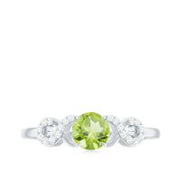 Half Carat Peridot Promise Ring with Diamond Infinity Knot
