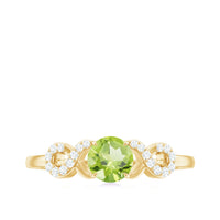 Half Carat Peridot Promise Ring with Diamond Infinity Knot