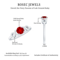 Certified 0.6 Carat Lab Grown Ruby Promise Ring with Diamond Infinity Knot