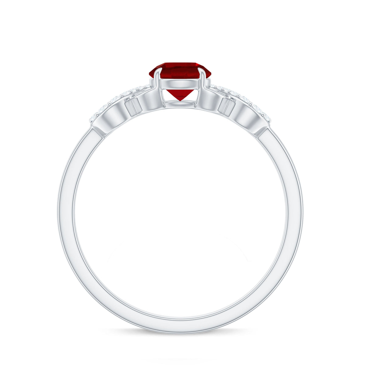 Certified 0.6 Carat Lab Grown Ruby Promise Ring with Diamond Infinity Knot