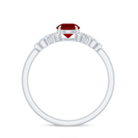 Certified 0.6 Carat Lab Grown Ruby Promise Ring with Diamond Infinity Knot