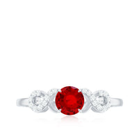 Certified 0.6 Carat Lab Grown Ruby Promise Ring with Diamond Infinity Knot