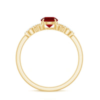 Certified 0.6 Carat Lab Grown Ruby Promise Ring with Diamond Infinity Knot
