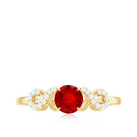 Certified 0.6 Carat Lab Grown Ruby Promise Ring with Diamond Infinity Knot
