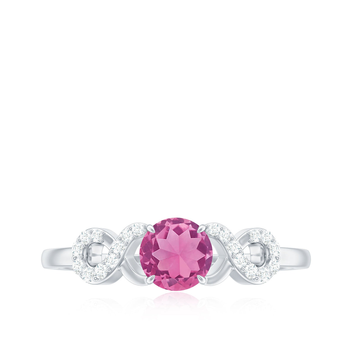 Solitaire Pink Tourmaline Infinity Promise Ring with Diamond
