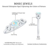 Certified Real Ethiopian Rainbow Opal Diamond Engagement Ring with Criss Cross Shank