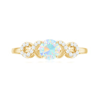 Certified Real Ethiopian Rainbow Opal Diamond Engagement Ring with Criss Cross Shank