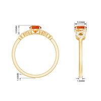Round solitaire fire opal infinity engagement ring with diamond accents by Rosec Jewels, showcasing the elegant design and vibrant gemstone.