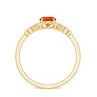 Round solitaire fire opal infinity engagement ring with diamond accents by Rosec Jewels, showcasing a stunning fire opal centerpiece.