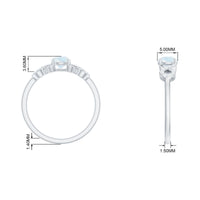 Rosec Jewels 3/4 CT natural moonstone solitaire ring with criss-cross diamond band, showcasing a elegant gemstone and intricate design.