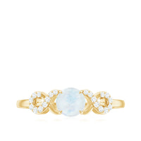 Rosec Jewels 3/4 CT natural moonstone solitaire ring with criss cross diamond band, showcasing elegant gemstone and intricate design.