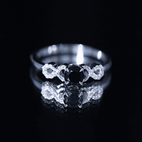 0.45 Carat Black Onyx and Diamond Criss Cross Engagement Ring