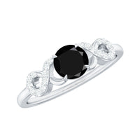 0.45 Carat Black Onyx and Diamond Criss Cross Engagement Ring