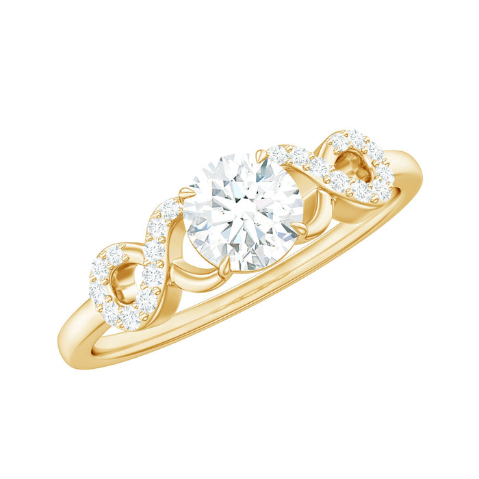 Round moissanite infinity promise ring for women by Rosec Jewels, featuring sparkling gemstones and elegant design.
