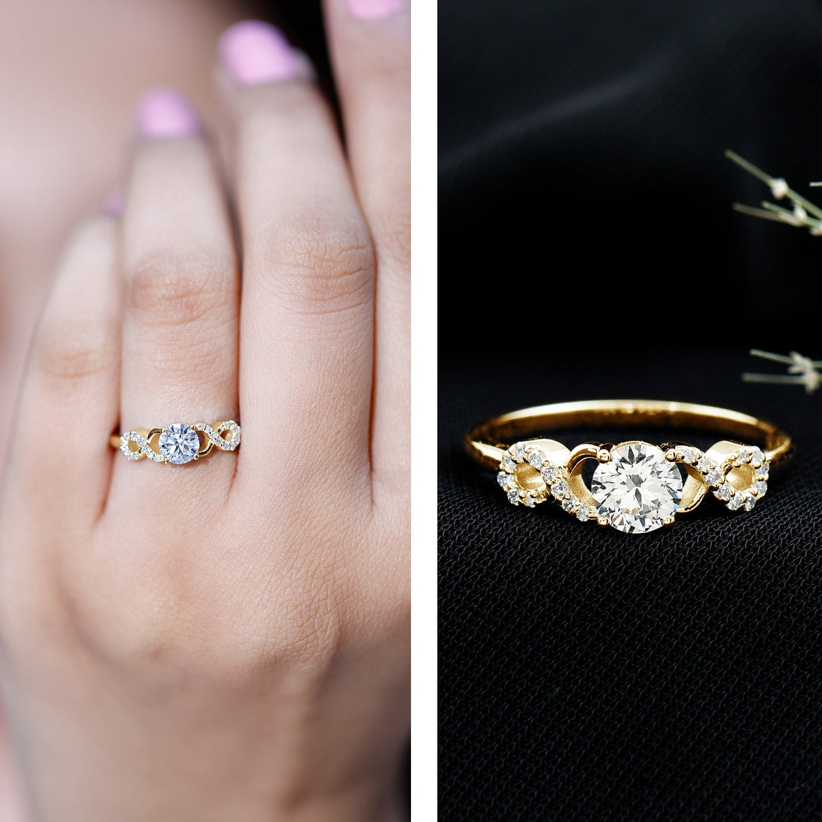 Certified Round Moissanite Infinity Promise Ring for Her