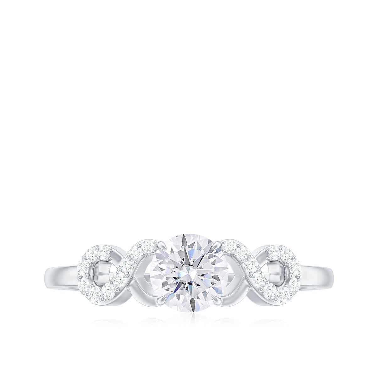 Zircon Infinity Engagement Ring in Claw Setting