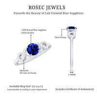 Certified 0.6 Carat Lab Grown Blue Sapphire Engagement Ring with Diamond Infinity Knot